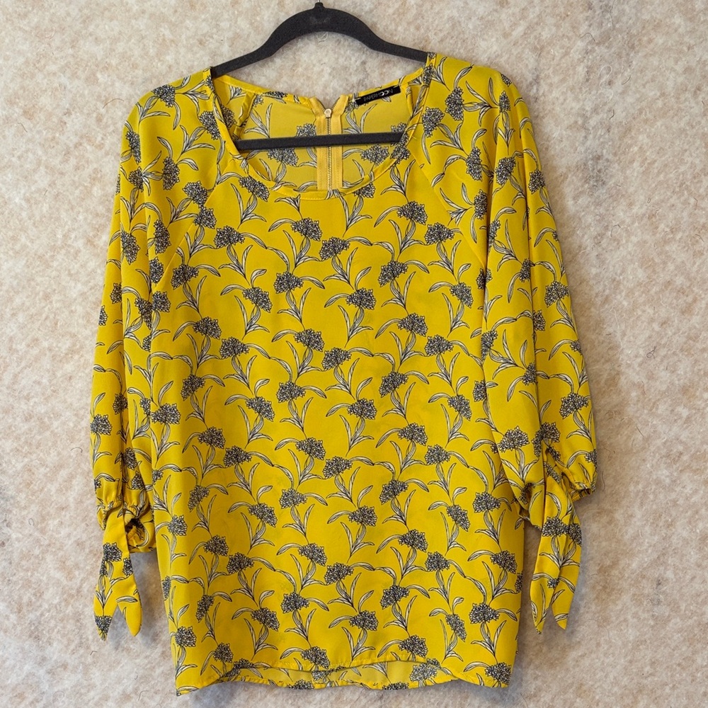 Papermoon Yellow and Black Floral Blouse